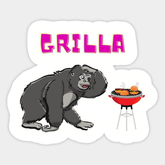 Grilling gorilla Sticker by Rickido